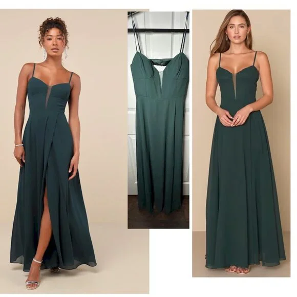 Lulus Stunning Grace Emerald Green Cutout A-Line Maxi Dress Size Medium NWOT - Picture 6 of 14